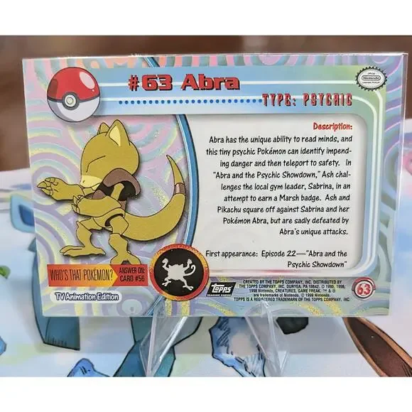 Abra #63 - 1999 Topps Chrome Pokémon Card Black logo - Picture 2 of 2